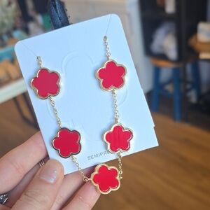 Brand New! Gold and Red Floral Necklace